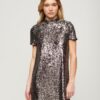 High Neck Sequin T-Shirt Dress