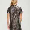 High Neck Sequin T-Shirt Dress
