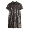 High Neck Sequin T-Shirt Dress