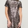 High Neck Sequin T-Shirt Dress