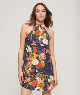High Neck Sleeveless Mini Dress