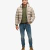 Hooded Tweed Sports Puffer Jacket