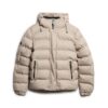 Hooded Tweed Sports Puffer Jacket
