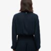 Long Sleeve Lace Trim Smocked Blouse