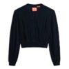 Long Sleeve Lace Trim Smocked Blouse