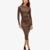 Long Sleeve Ruched Midi Dress
