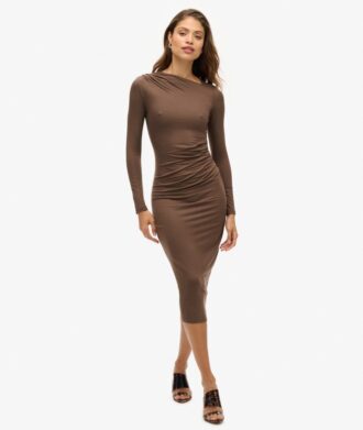 Long Sleeve Ruched Midi Dress