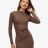 Long Sleeve Ruched Midi Dress