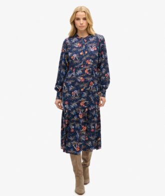 Long Sleeve Tiered Midi Dress