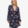 Long Sleeve V Neck Mini Wrap Dress