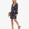 Long Sleeve V Neck Mini Wrap Dress