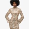 Long-Sleeved Printed Sequin Mini Dress