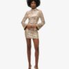 Long-Sleeved Printed Sequin Mini Dress
