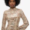 Long-Sleeved Printed Sequin Mini Dress