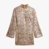 Long-Sleeved Printed Sequin Mini Dress