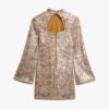 Long-Sleeved Printed Sequin Mini Dress