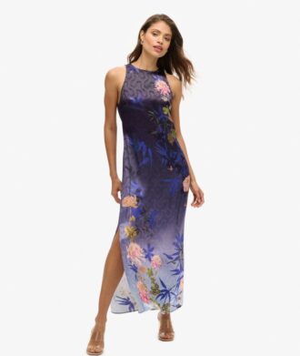 Printed Satin Maxi Dress