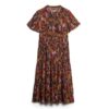 Printed Short Sleeve Tiered Midi Dress