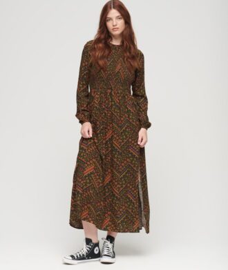 Printed Smocked Maxi Dress