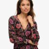 Printed V-Neck Mini Tea Dress
