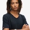 Raw Edge Slub V-Neck T-Shirt