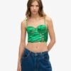 Satin Floral Embroidered Corset Top