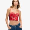 Satin Floral Embroidered Corset Top