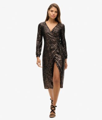 Sequin Wrap Maxi Dress