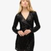Sequin Wrap Mini Dress
