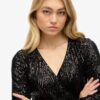 Sequin Wrap Mini Dress