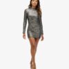 Sequinned Mock Neck Mini Dress