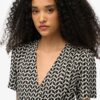 Short Sleeve Printed Mini Wrap Dress