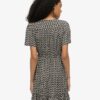 Short Sleeve Printed Mini Wrap Dress