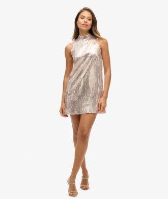 Sleeveless Sequin a Line Mini Dress