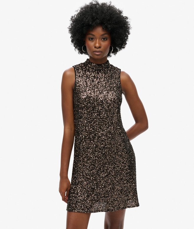 Sleeveless Sequin a Line Mini Dress Sleeveless Sequin a Line Mini Dress
