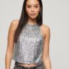 Sleeveless Sequin Racer Top