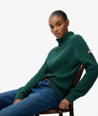 Slouchy Cable Roll Neck Jumper