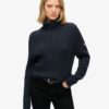 Slouchy Cable Roll Neck Jumper