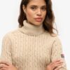 Slouchy Cable Roll Neck Jumper