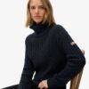 Slouchy Cable Roll Neck Jumper