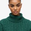 Slouchy Cable Roll Neck Jumper