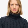 Slouchy Cable Roll Neck Jumper