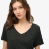 Studios Slub Embroidered V-Neckline T-Shirt