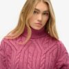 Twist Cable Knit Polo Neck Jumper